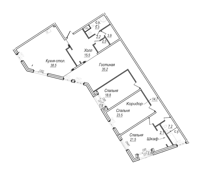 4-комнатная квартира 192.5 м², 5/8 эт., Комплекс апартаментов «Meltzer Hall»